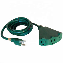 16AWG Indoor/Outdoor 3 Outlet Extension Cord com tampa de segurança impermeável a 25 pés - verde